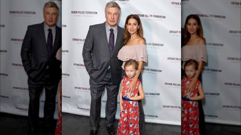 Alec Baldwin, Hilaria Baldwin, and Carmen Baldwin at an event