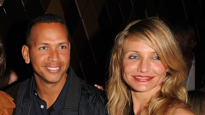 Alex Rodriguez and Cameron Diaz at a party