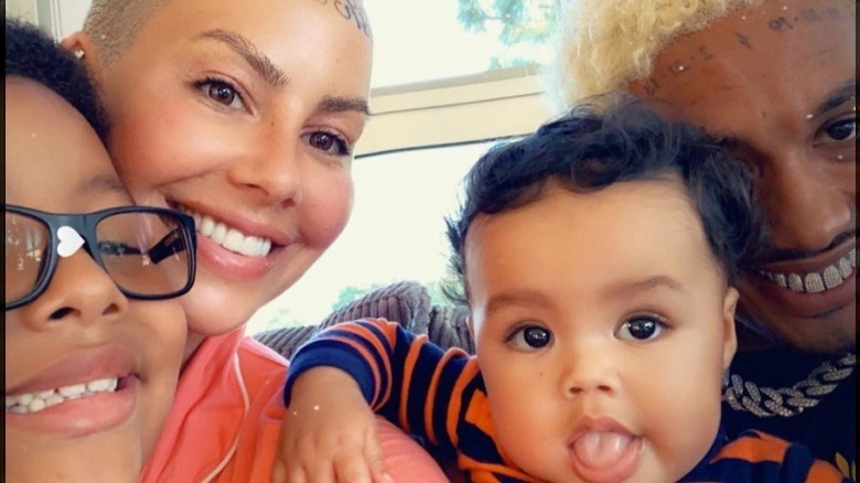 Amber Rose and Alexander Edwards with their sons