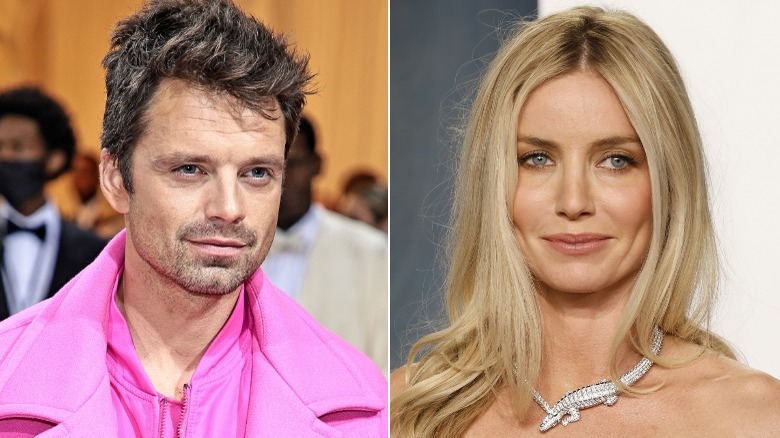 Sebastian Stan and Annabelle Wallis posing in split image