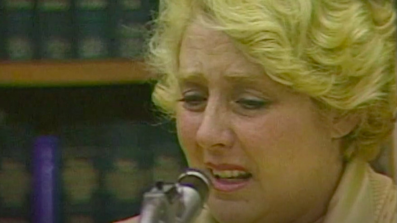 Betty Broderick cries while testifying at her trial