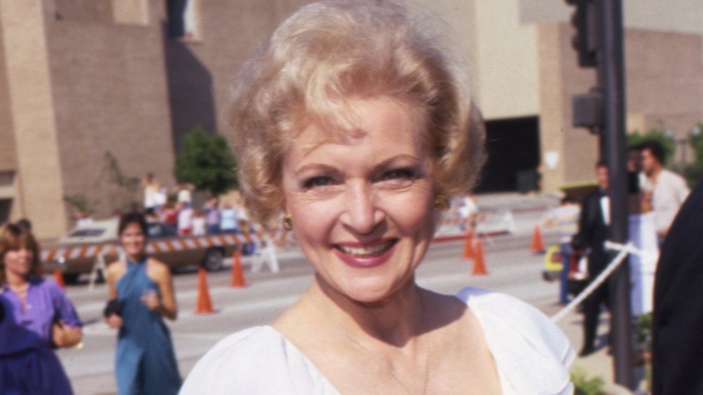 Betty White poses at an event