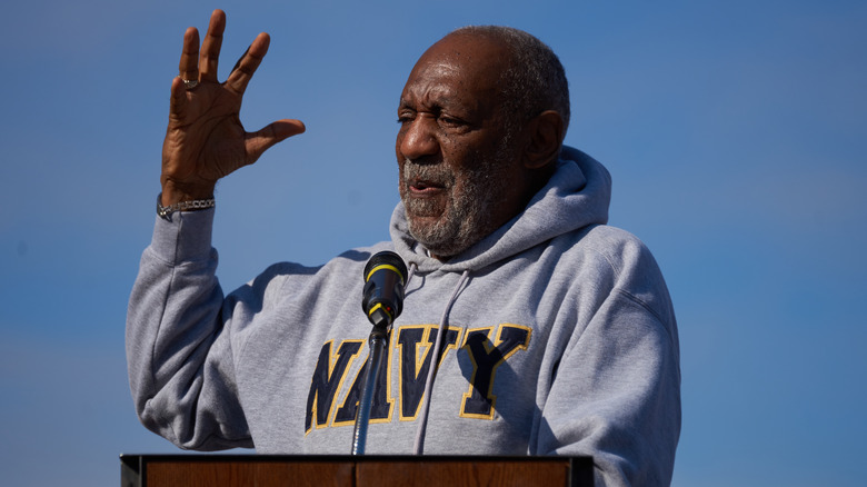 Bill Cosby speaks to a crowd on 'Veterans Day'