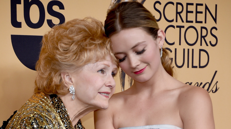 Billie Lourd with her grandmother Debbie Reynolds at an awards carpet