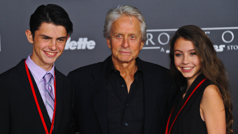 Dylan Douglas, Michael Douglas, and Carys Douglas posing together