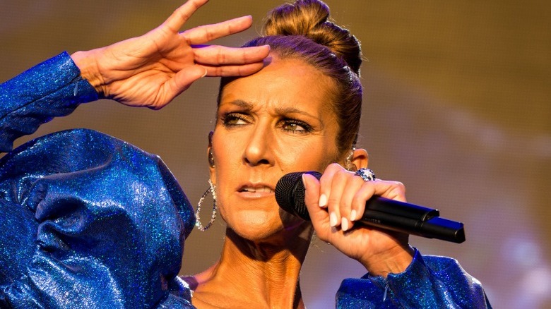 Celine Dion looks longingly out at her fans