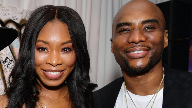 Charlamagne tha God and Jessica Gadsden posing