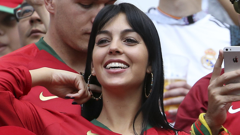 Georgina Rodriguez at a Portugal soccer game