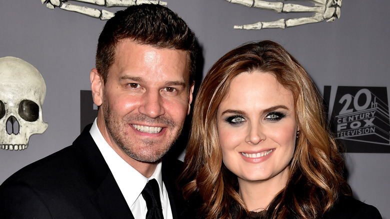 David Boreanaz and Emily Deschanel smiling