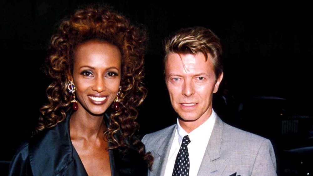 David Bowie and Iman, smiling together