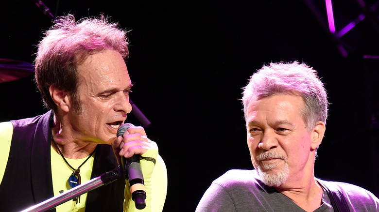 David Lee Roth and Eddie Van Halen performing with Van Halen