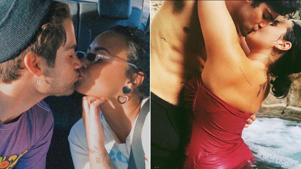 Max Ehrich and Demi Lovato kissing in Instagram selfies