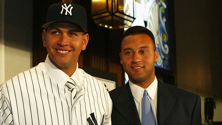 Derek Jeter and Alex Rodriguez smiling