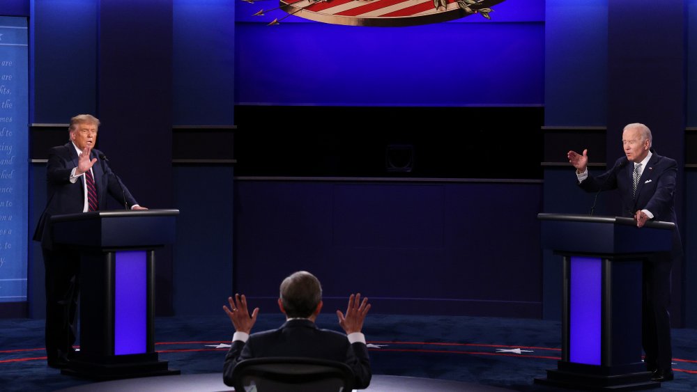 Donald Trump, Chris Wallace, and Joe Biden at their first presidential debate 
