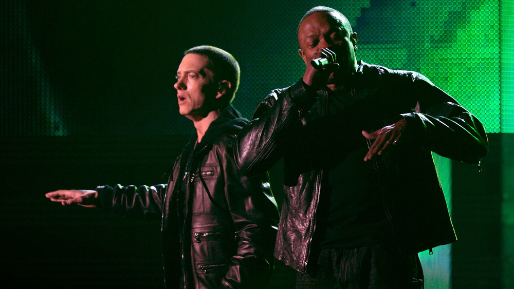 Dr. Dre and Eminem performing at 2011 Grammy Awards