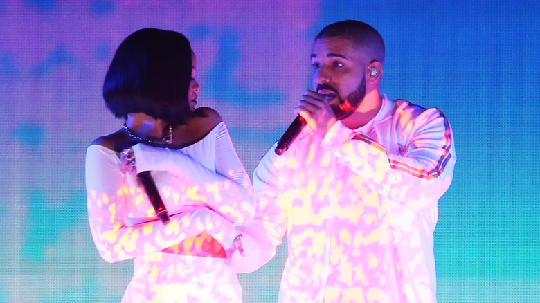 Rihanna and Drake performing