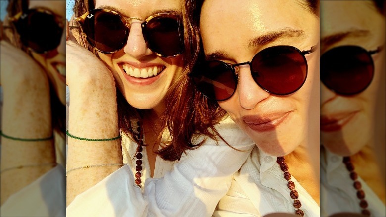 Emilia Clarke and Rose Leslie take a selfie in the sun