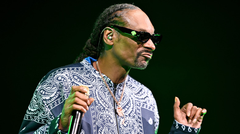 Snoop performing in sunglasses