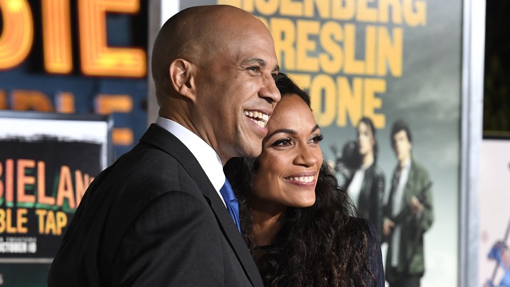 US Senator Cory Booker and Rosario Dawson attend the Premiere Of Sony Pictures' "Zombieland Double Tap"