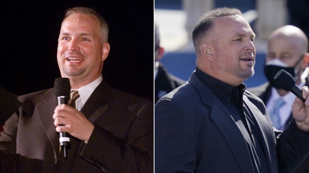 Photos of Garth Brooks comparing him then and now