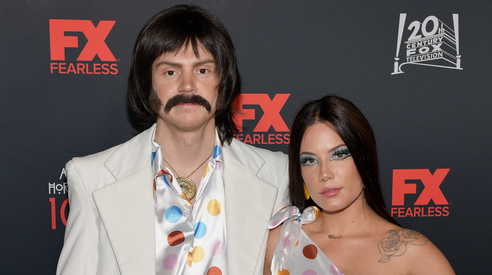 Evan Peters and Halsey dressed as Sonny and Cher for Halloween 