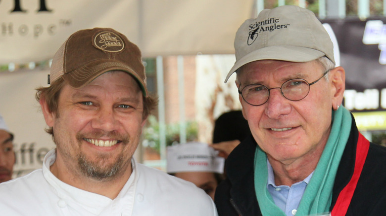 Ben and Harrison Ford smiling