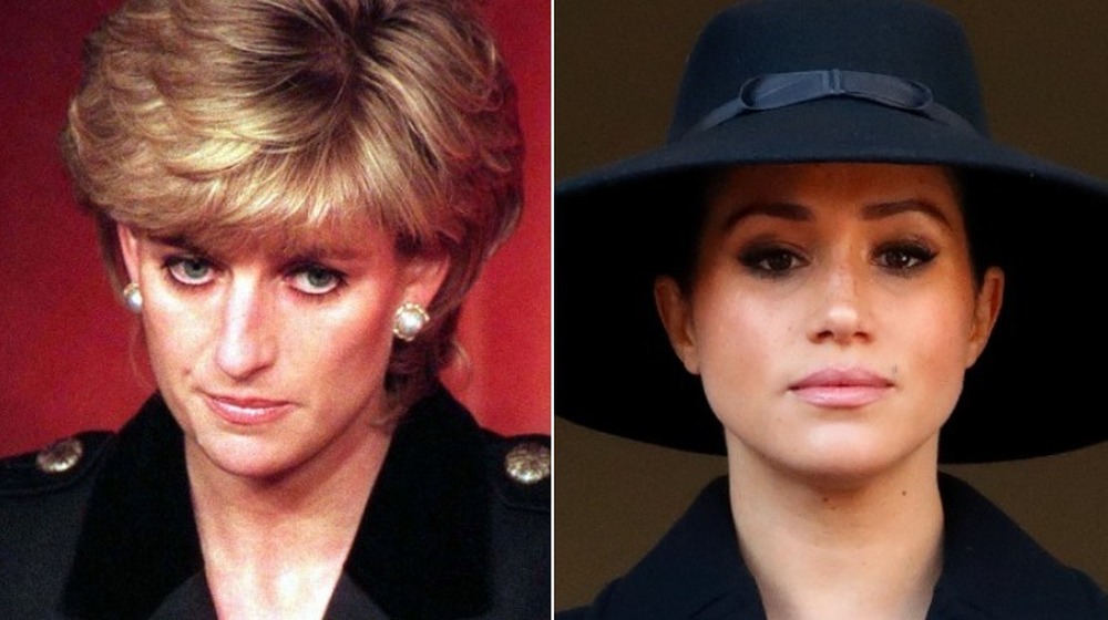 Princess Diana and Meghan Markle split image