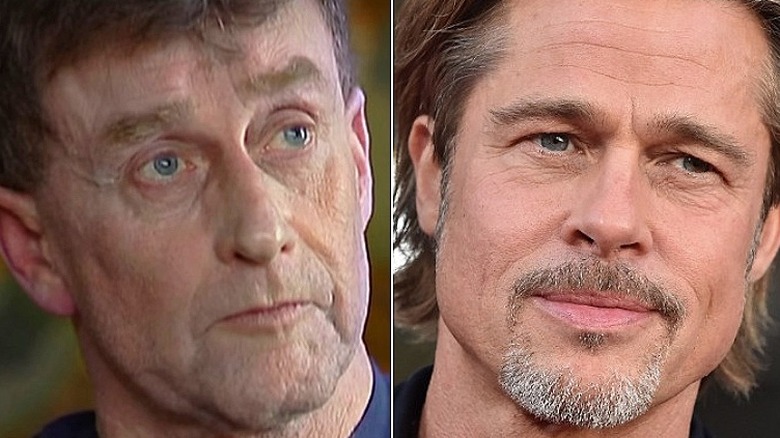 Michael Peterson looking sad Brad Pitt smiling goatee 