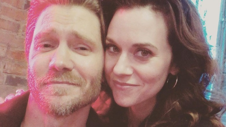 Chad Michael Murray and Hilarie Burton smiles in a selfie 