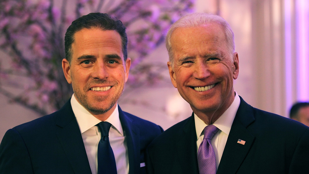 Hunter Biden smiling with father President Joe Biden