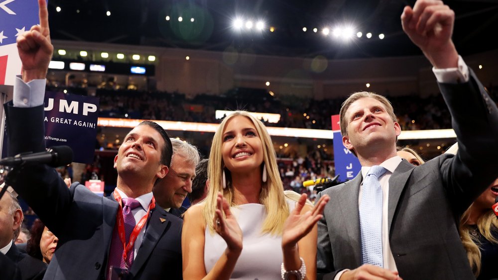 Donald Trump Jr., Ivanka Trump, and Eric Trump at Trump rally