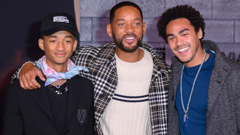 Jaden Smith, Will Smith and Trey Smith smiling