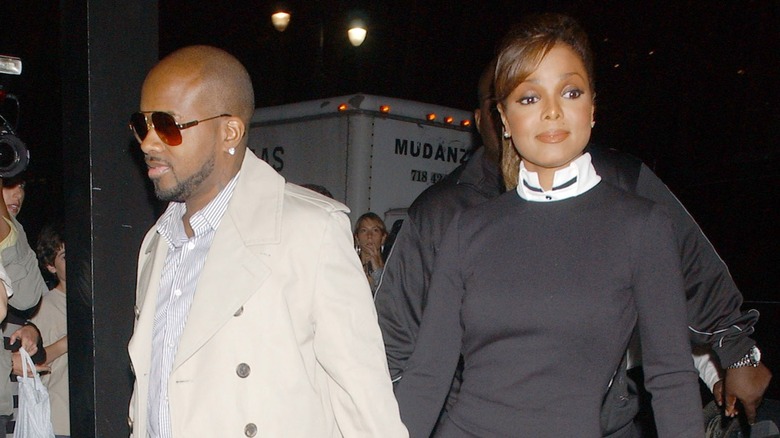 Janet Jackson, Jermaine Dupri looking in different directions