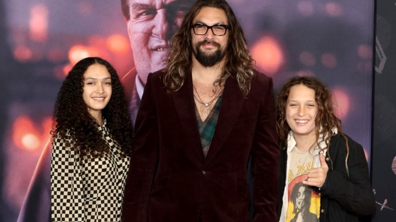 Jason Momoa with his kids, smiling