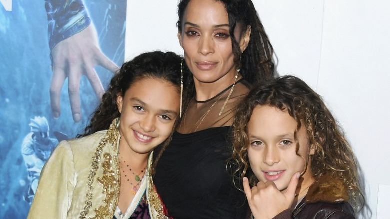 Lisa Bonet and her youngest kids, posing