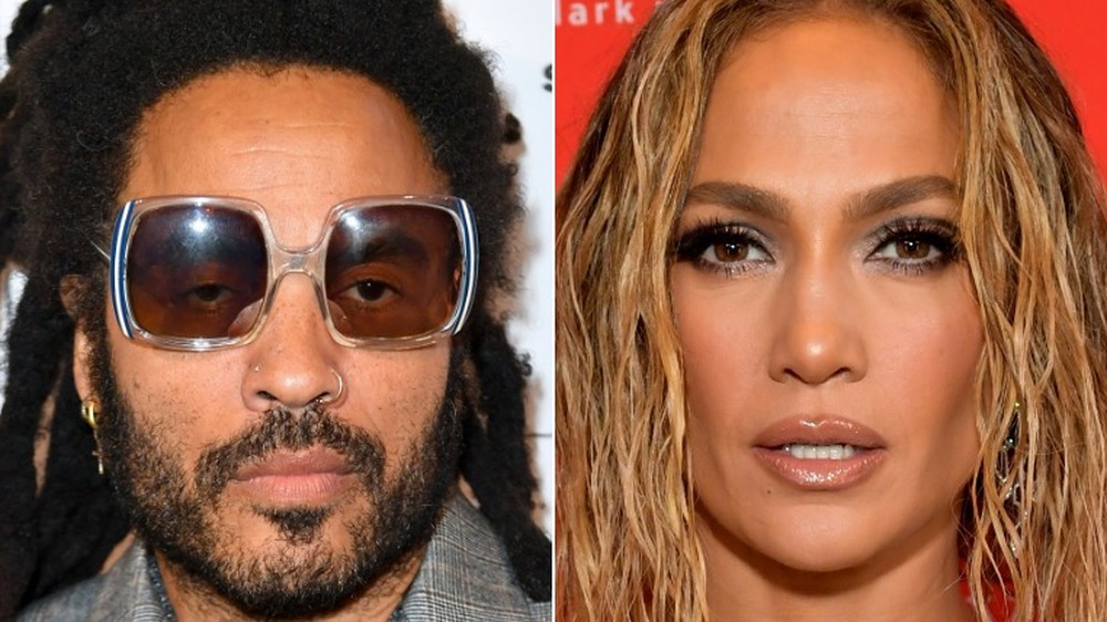 Side by side photos of Lenny Kravitz and Jennifer Lopez