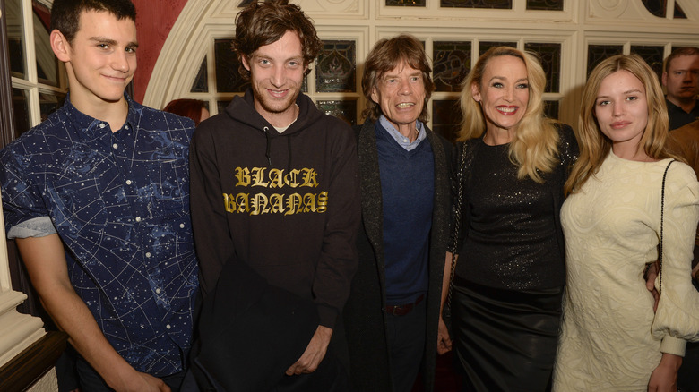 Mick Jagger, Jerry Hall, and kids