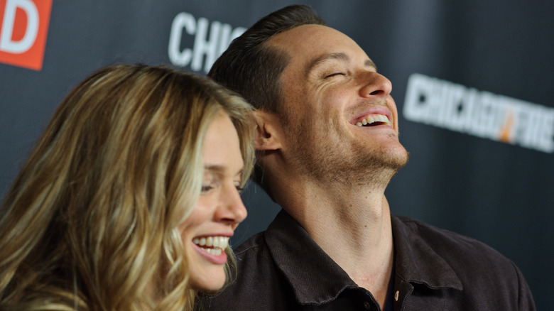 Jesse Lee Soffer and Tracy Spiridakos laugh