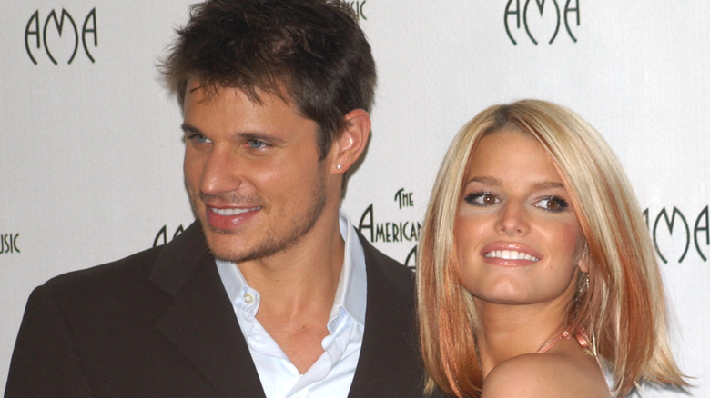 Nick Lachey and Jessica Simpson look off