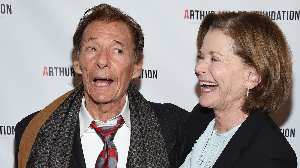 Jessica Walter and Ron Leibman laughing at a red carpet event