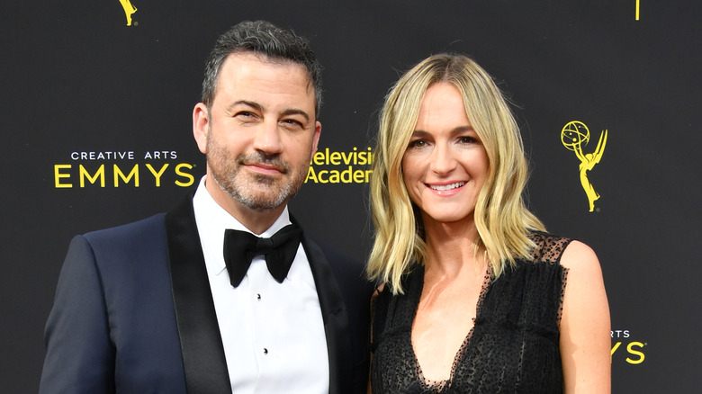 Jimmy Kimmel and Molly McNearney smiling