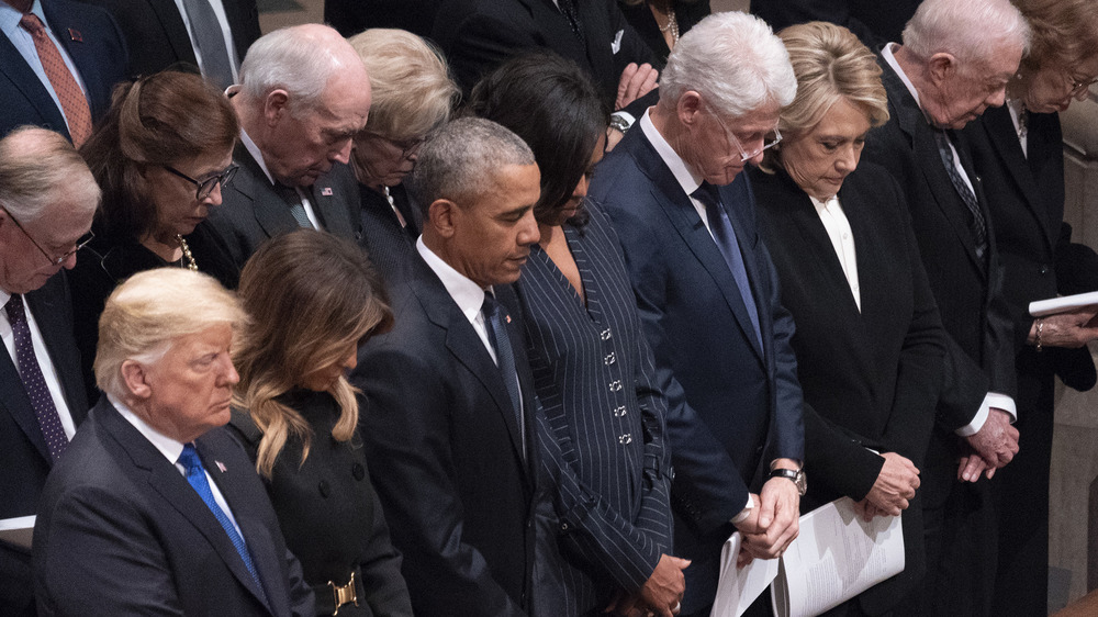 Former American presidents at Bush's funeral