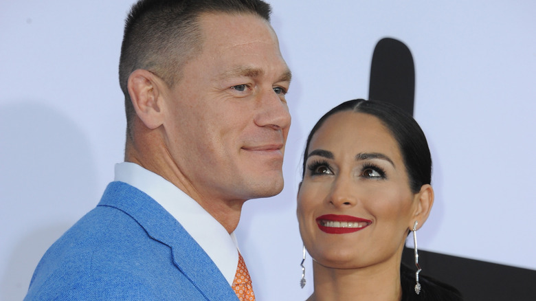 Nikki Bella looks at John Cena