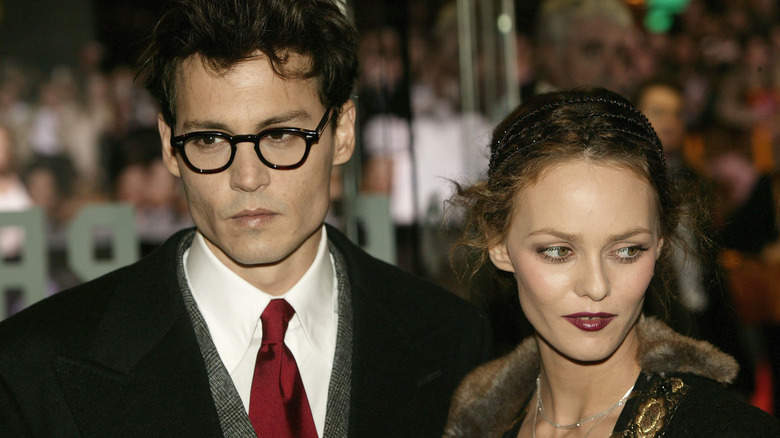 Johnny Depp and Vanessa Paradis posing together