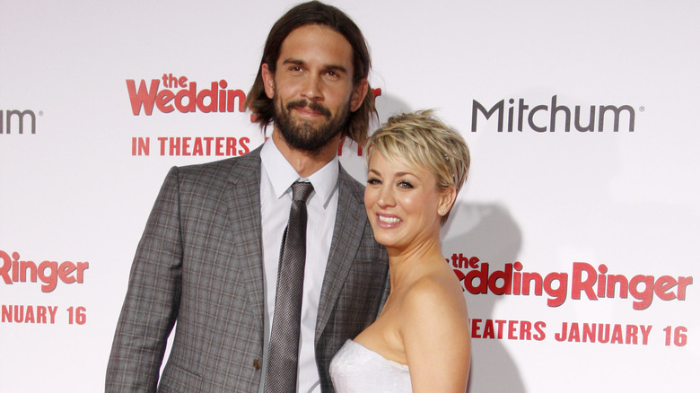 Kaley Cuoco in strapless dress with Ryan Sweeting