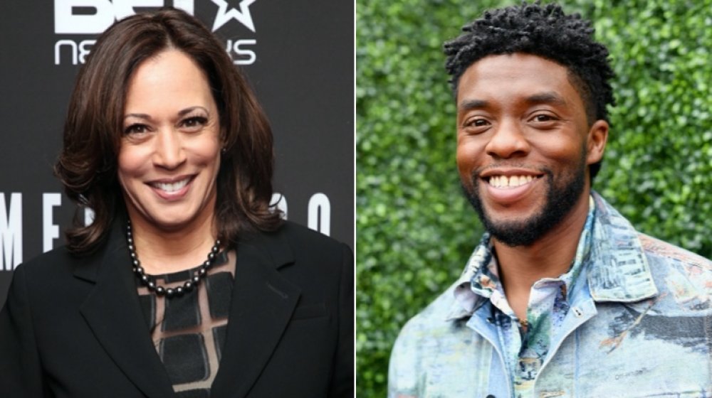 Kamala Harris and Chadwick Boseman