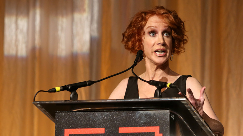 Kathy Griffin speaks at an event. 