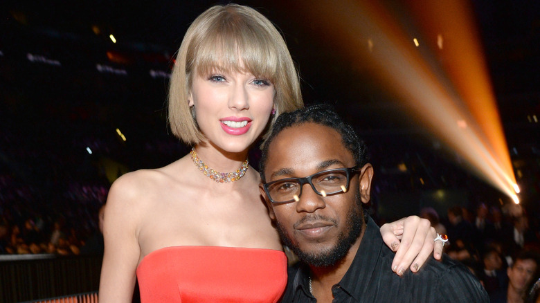 Taylor Swift and Kendrick Lamar at the58th Grammy Awards in February 2016