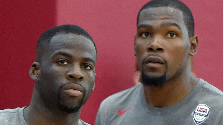 Draymond Green and Kevin Durant in USA Basketball practice