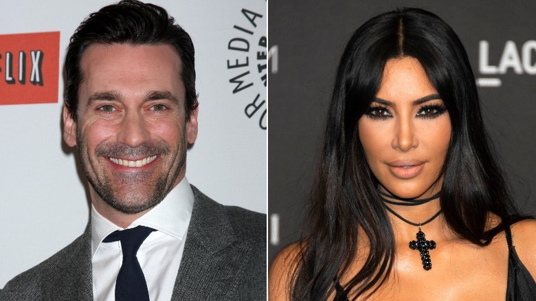 Jon Hamm and Kim Kardashian side by side